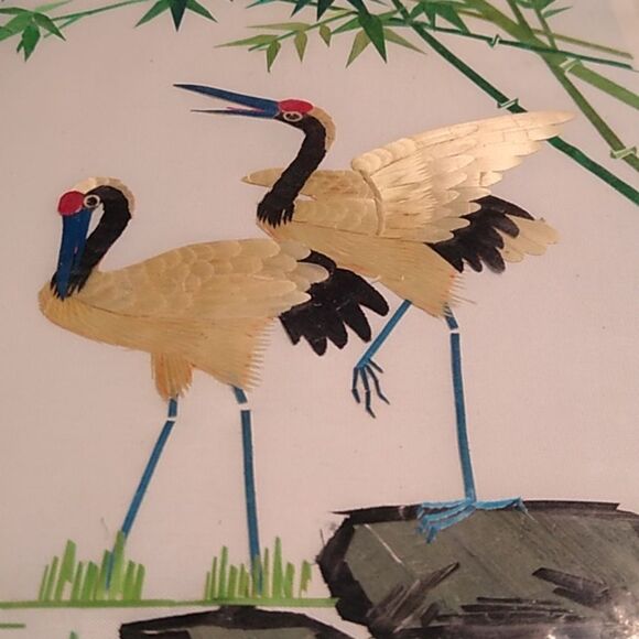 Elegant Crane Embroidery Art Wheat Stalk on Silk - Picture 4 of 6